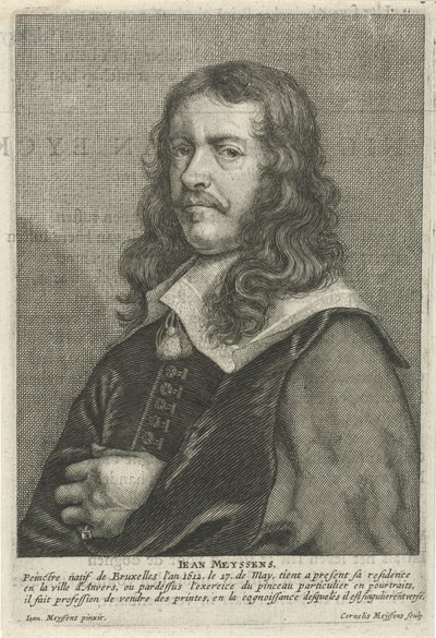 Gravure van Jan Meyssens na een zelfportret, door zijn zoon Cornelis door Cornelis Meyssens